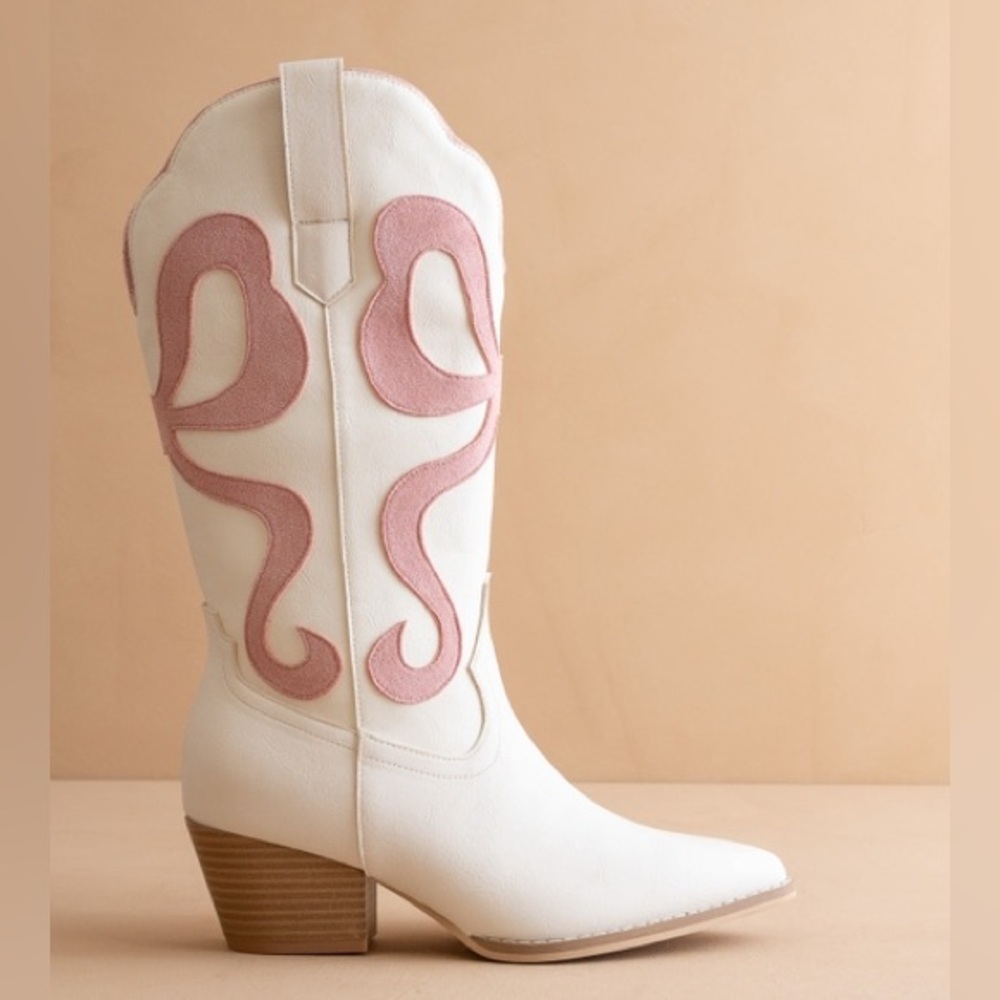 Mid-Calf Western Boots with Bows - Oasis Society - Picture 2 of 4